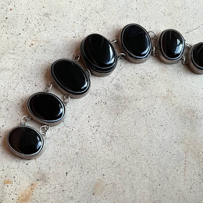 Late 19th c. Bullseye Agate Silver Bracelet