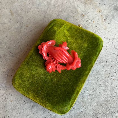 c. 1880s-1890s "Coral" Celluloid Fede Brooch