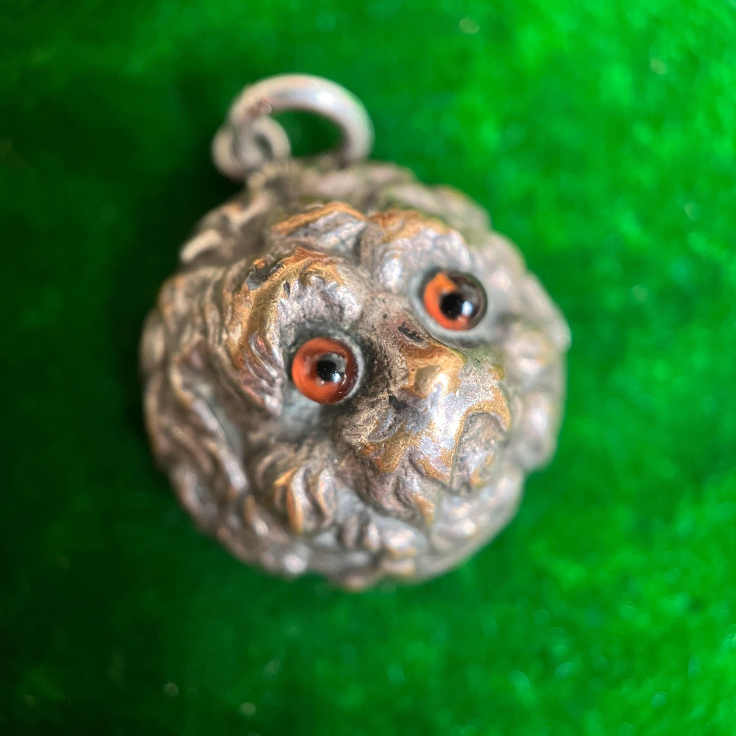 Antique Silver Plated Dog Charm | Victorian Edwardian Animal Jewelry