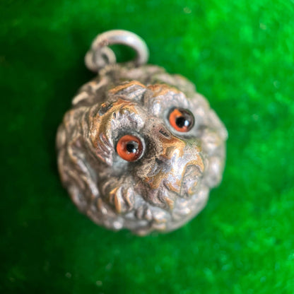 Antique Silver Plated Dog Charm | Victorian Edwardian Animal Jewelry
