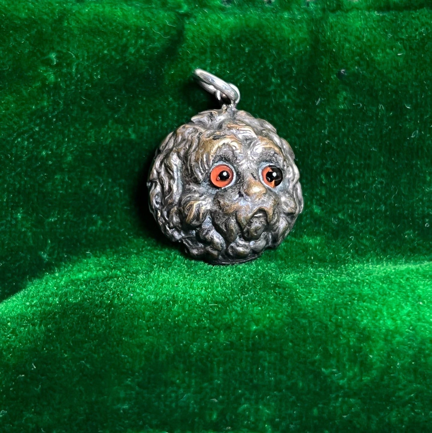Antique Silver Plated Dog Charm | Victorian Edwardian Animal Jewelry