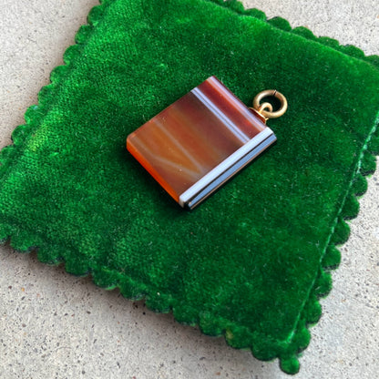 c. Mid-Late 19th Century Agate Book Pendant