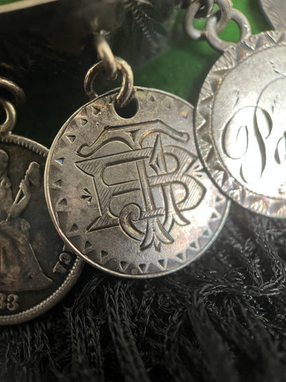 Victorian Silver Love Token Bracelet | Antique 1880s Jewelry