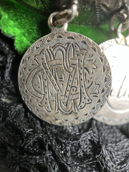 Victorian Silver Love Token Bracelet | Antique 1880s Jewelry