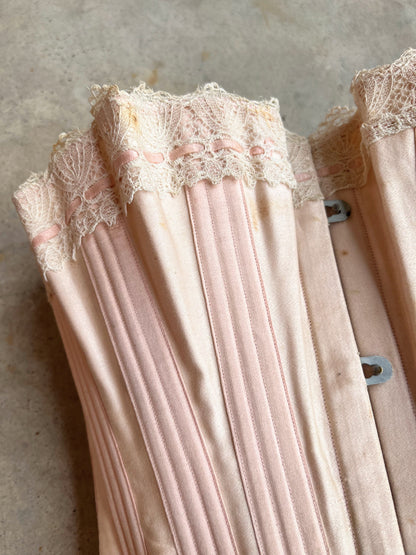 c. 1902 Pink Sateen Corset