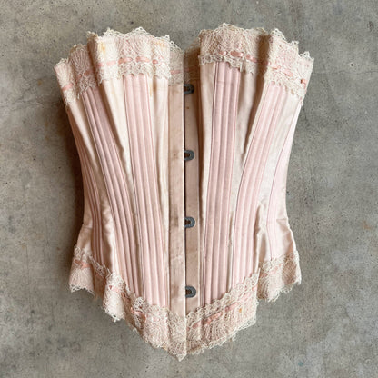 c. 1902 Pink Sateen Corset