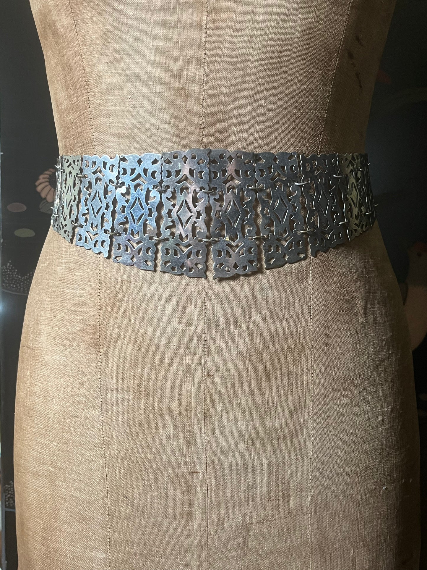 c. 1900s-1910s Silver Plated Belt | 29"