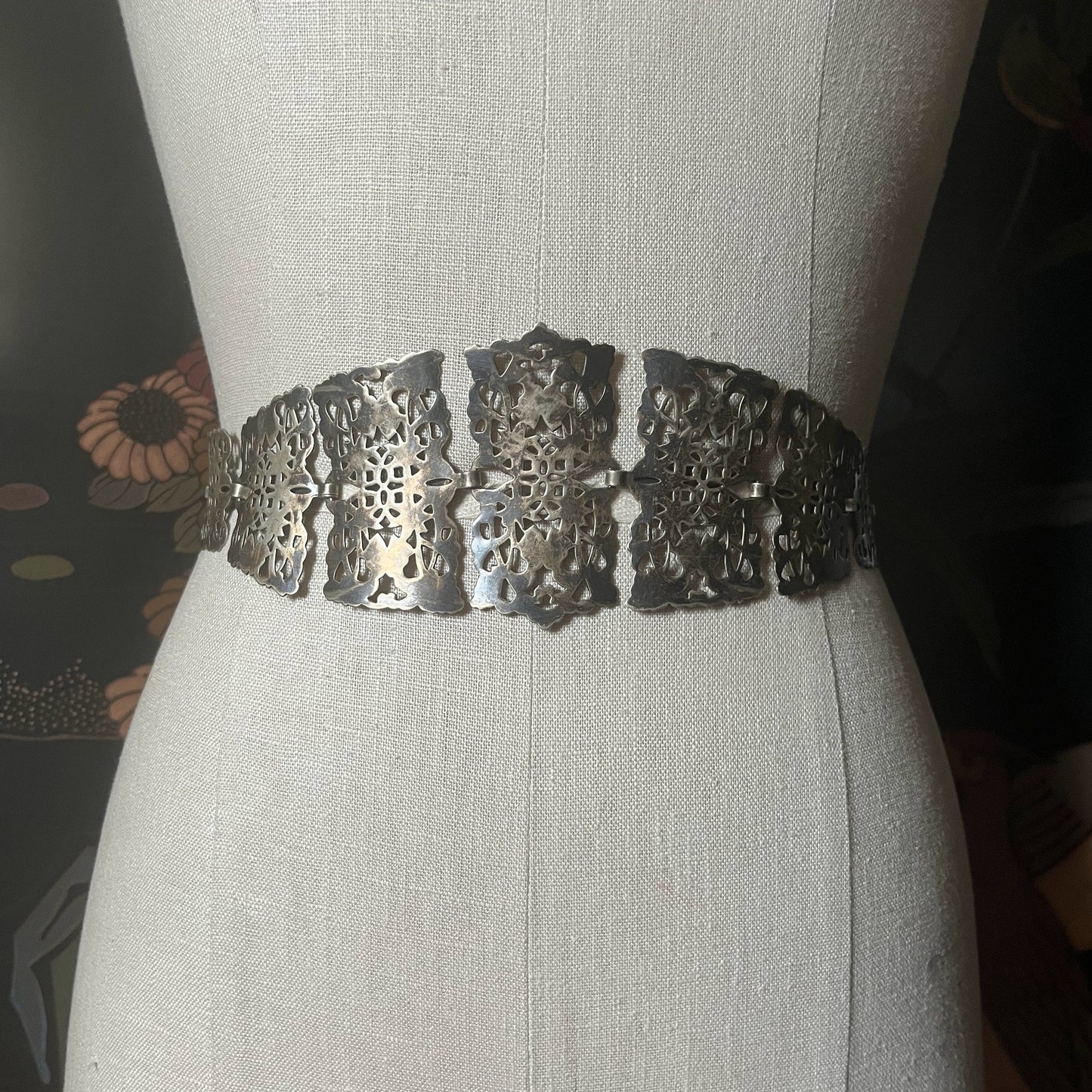 c. 1900s-1910s Silver Plated Belt | 26"