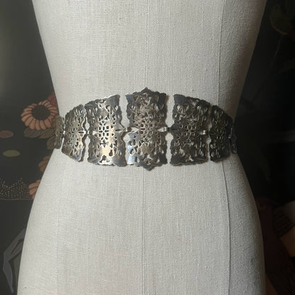 c. 1900s-1910s Silver Plated Belt | 26"