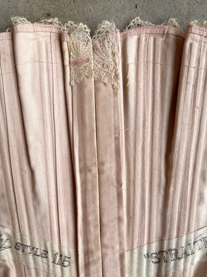 c. 1902 Pink Sateen Corset