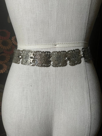c. 1900s-1910s Silver Plated Belt | 26"