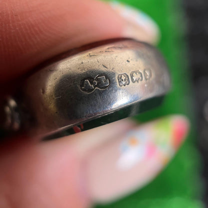 1920s Sterling Silver Bloodstone Fob Pendant | Antique Jewelry