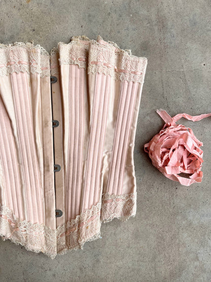 c. 1902 Pink Sateen Corset