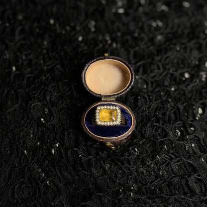 18k Gold Georgian Citrine Paste Conversion Ring | Engraved 'Mary'