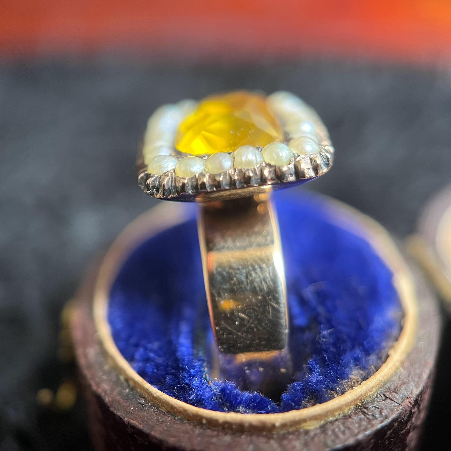 18k Gold Georgian Citrine Paste Conversion Ring | Engraved 'Mary'