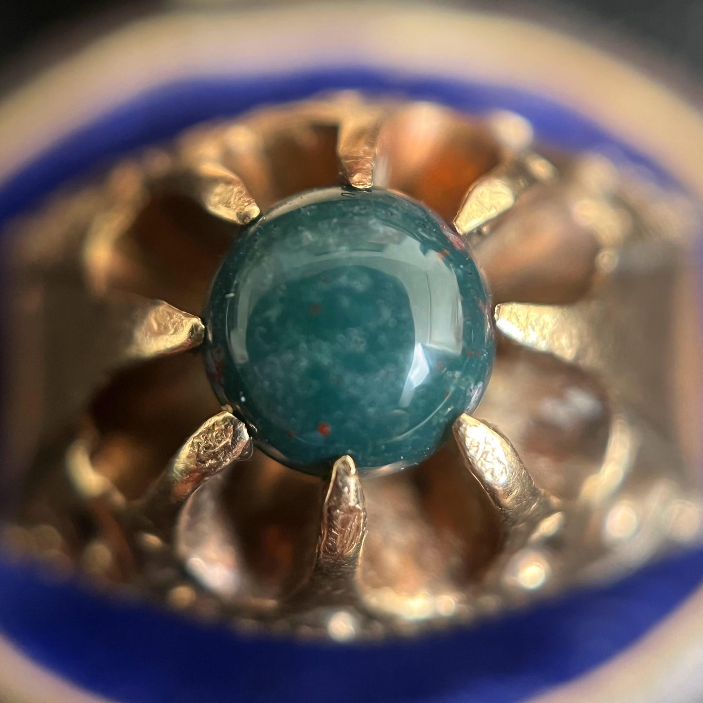 14k Gold Bloodstone Belcher Ring | Antique Victorian Jewelry