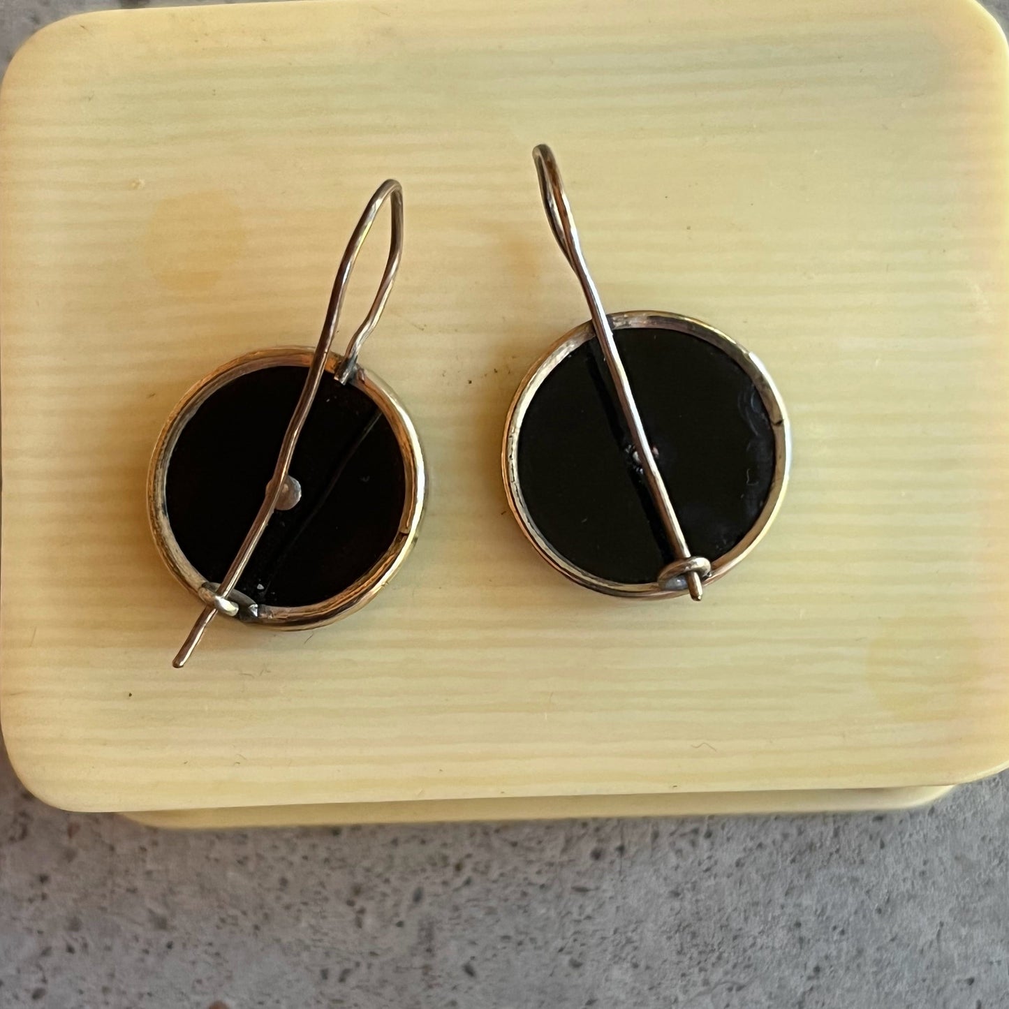 c. 1890s-1900s Gold Filled French Jet Earrings