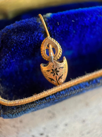 c. 1890s Taille d'Epargne Forget Me Not Earrings