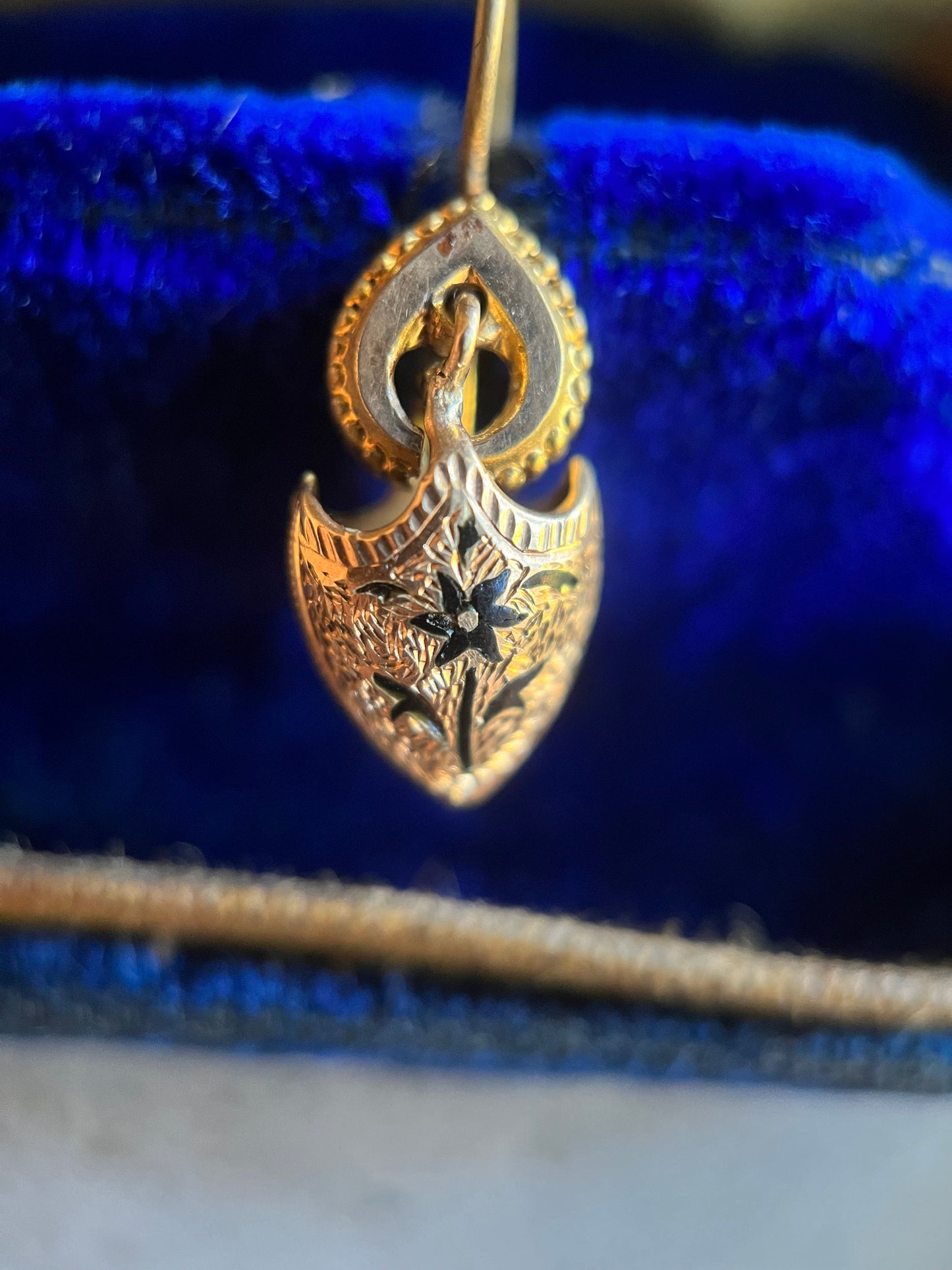 c. 1890s Taille d'Epargne Forget Me Not Earrings