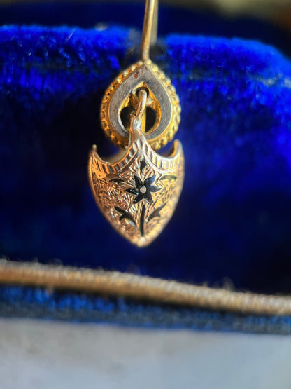 c. 1890s Taille d'Epargne Forget Me Not Earrings