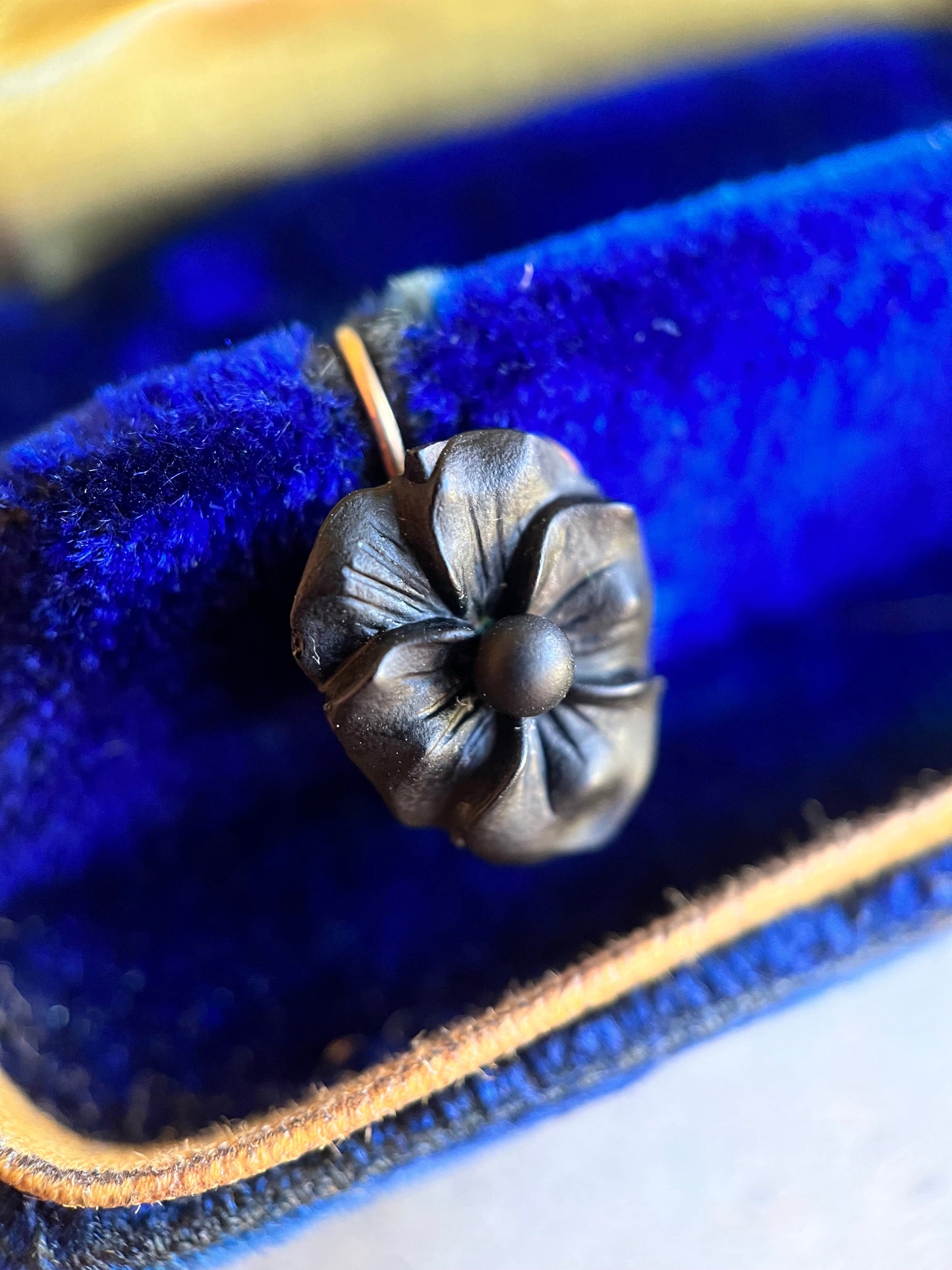 c. 1890s-1900s French Jet Pansy Earrings