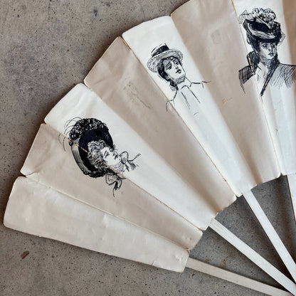 c. 1890s-1900s "Gibson Girl" Fan | Original Artwork