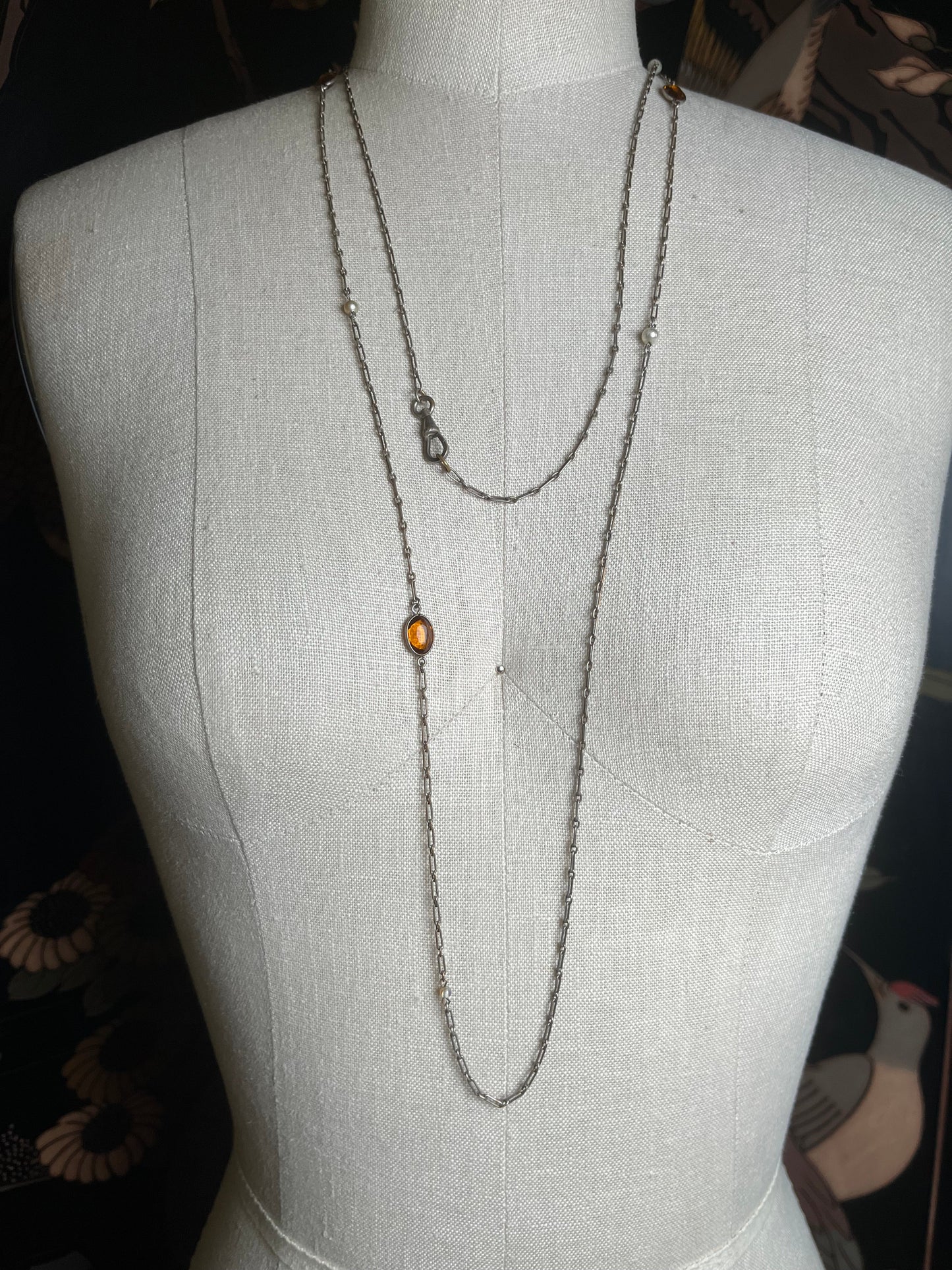 c. 1920s Silver Long Guard Chain