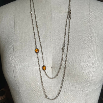 c. 1920s Silver Long Guard Chain