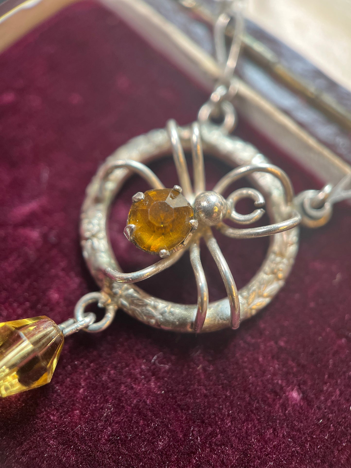 c. 1930s Sterling Silver Spider Necklace