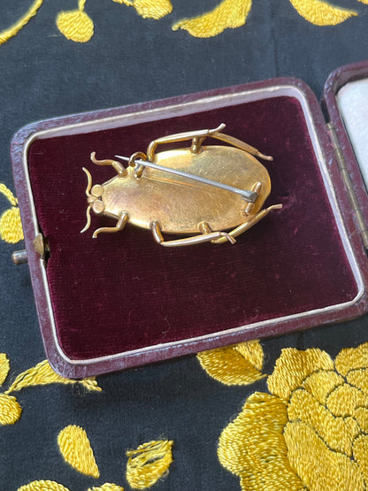 Victorian 14k Gold Beetle Brooch