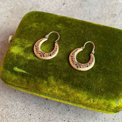 c. 1870s-1880s Gold Filled Taille d'Epargne Hoop Earrings