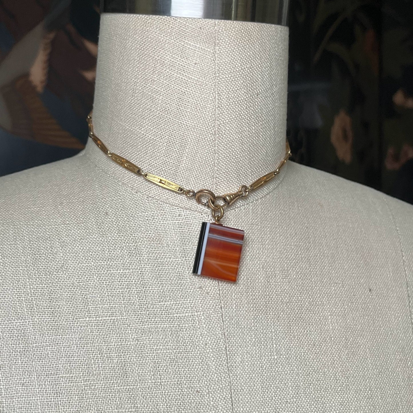 c. Mid-Late 19th Century Agate Book Pendant