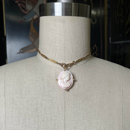 c. 1920s 10k Gold Angel Skin Coral Pendant + Brooch