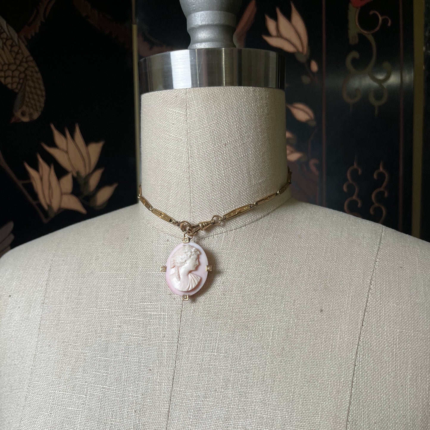 c. 1920s 10k Gold Angel Skin Coral Pendant + Brooch