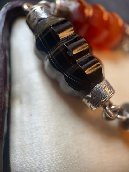 Victorian Scottish Agate Bracelet Sterling Silver