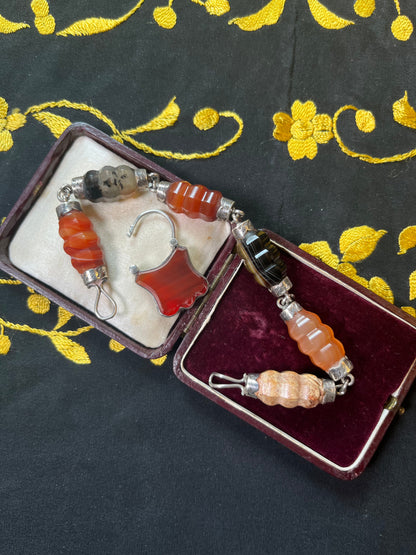 Victorian Scottish Agate Bracelet Sterling Silver