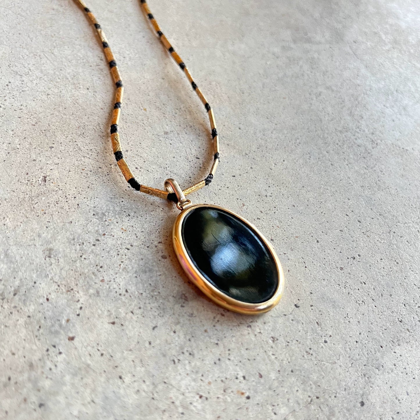 Early 20th c. Enamel Locket Necklace