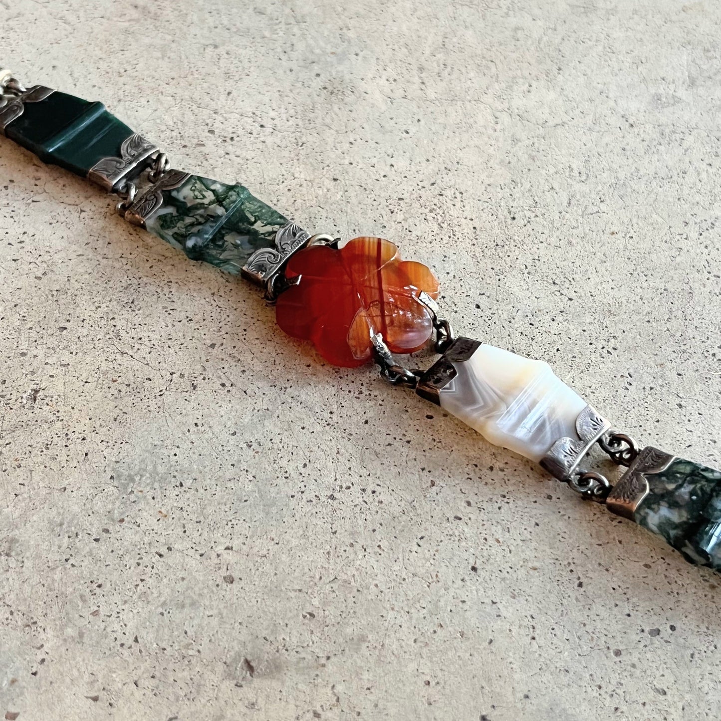 19th c. Silver Scottish Agate Bracelet