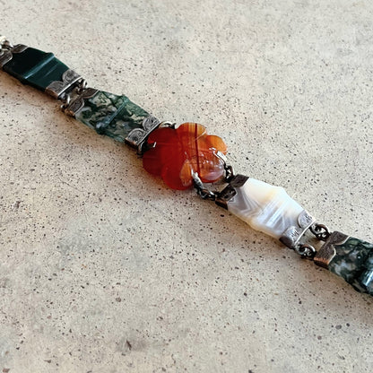 19th c. Silver Scottish Agate Bracelet