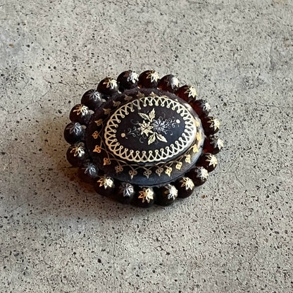 c. 1860s-1880s Pique Tortoise Shell Brooch