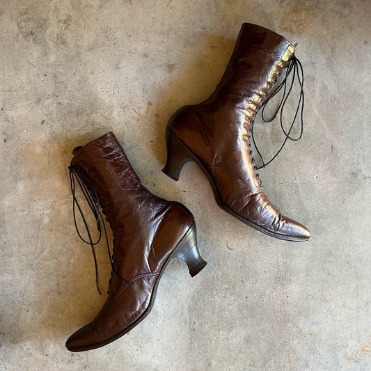 c. 1910s Louis Heel Brown Boots | Approx Sz 7-7.5