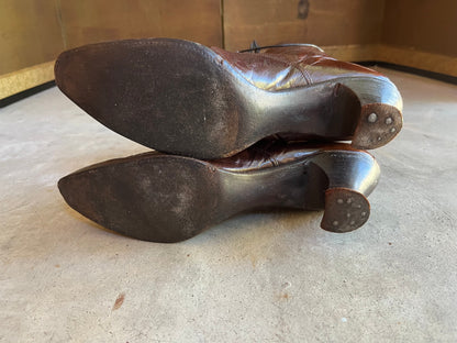 c. 1910s Louis Heel Brown Boots | Approx Sz 7-7.5