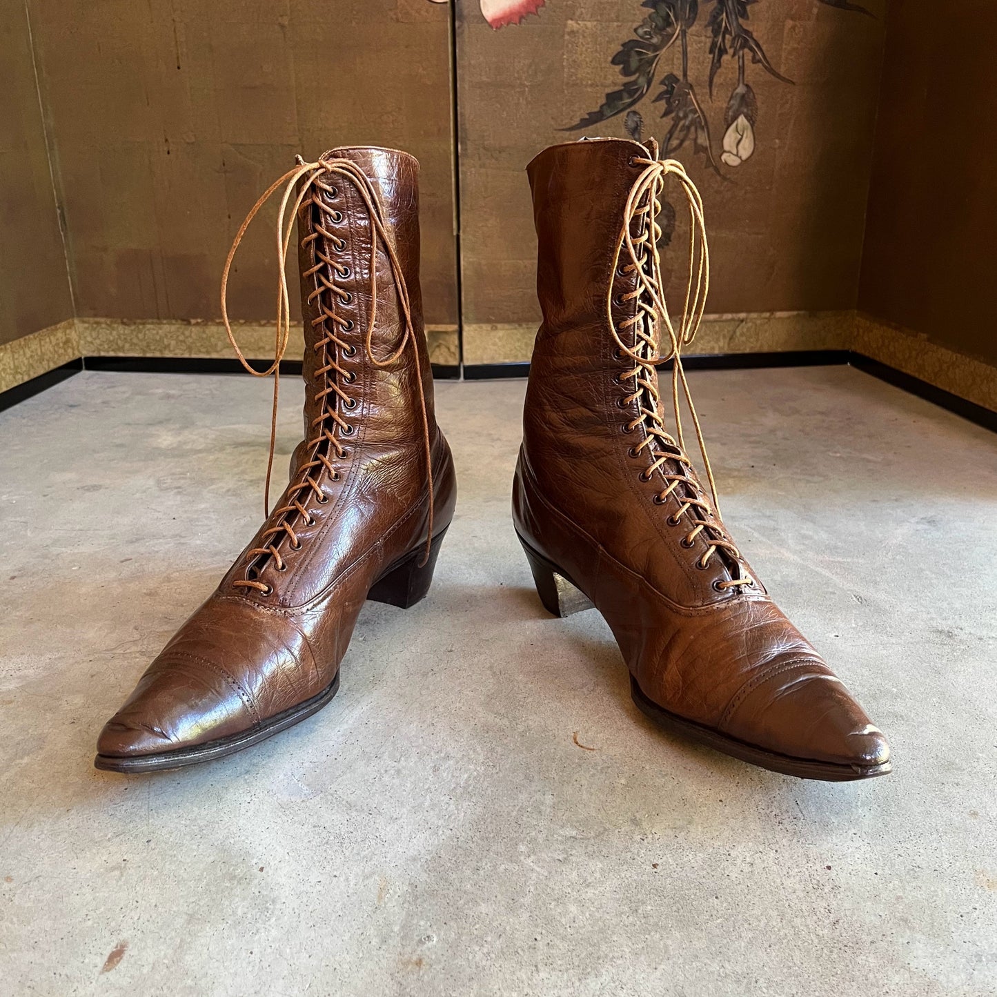 c. 1910s Brown Boots | Approx Sz 8.5-9