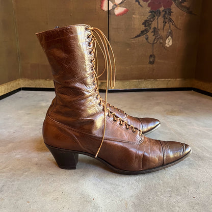 c. 1910s Brown Boots | Approx Sz 8.5-9