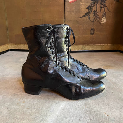 c. 1930s Black Boots | Approx Sz 7