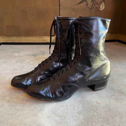 c. 1930s Black Boots | Approx Sz 7