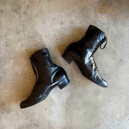 c. 1930s Black Boots | Approx Sz 7