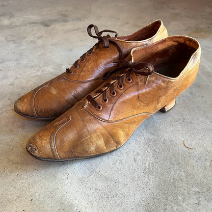c. 1890s-1900s Brown Oxfords | Approx Sz 7