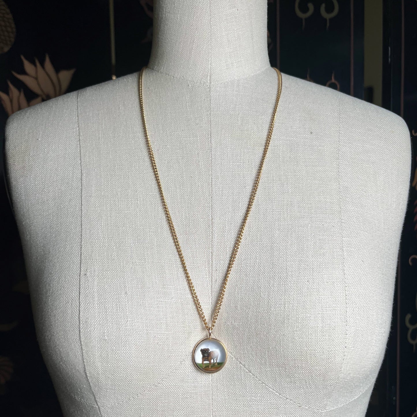 c. Late 19th Century 14k Gold Essex Crystal Bulldog Pendant