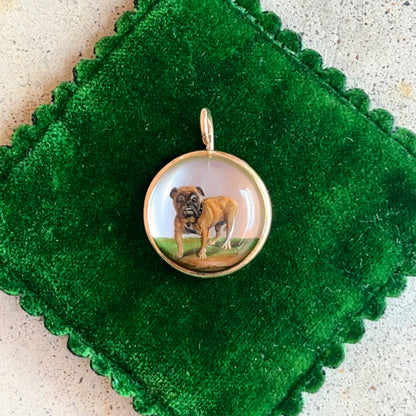 c. Late 19th Century 14k Gold Essex Crystal Bulldog Pendant